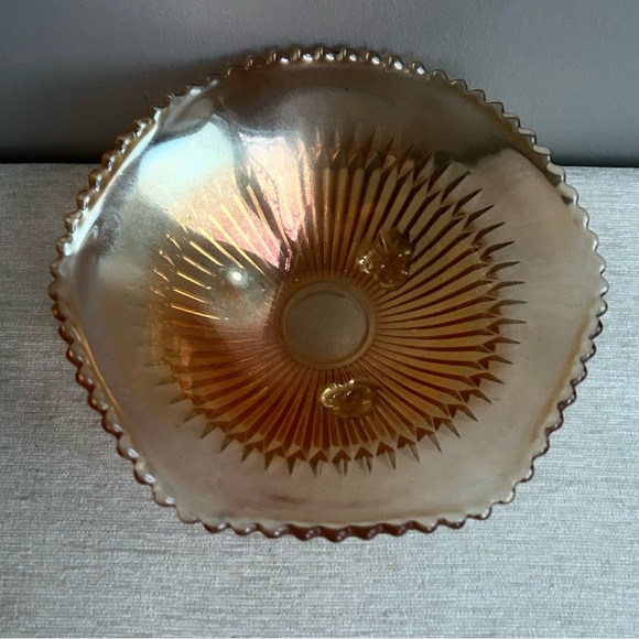 JEANETTE  MARIGOLD carnival glass footed candy dish - Picture 3 of 5